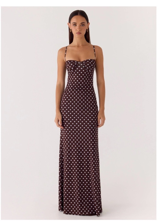 Peppermayo Dresses & Skirts - Vamonos Maxi Dress - Chocolate Blue Dot